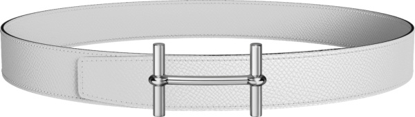 Hermes White And Silver H Dancre Leather Belt