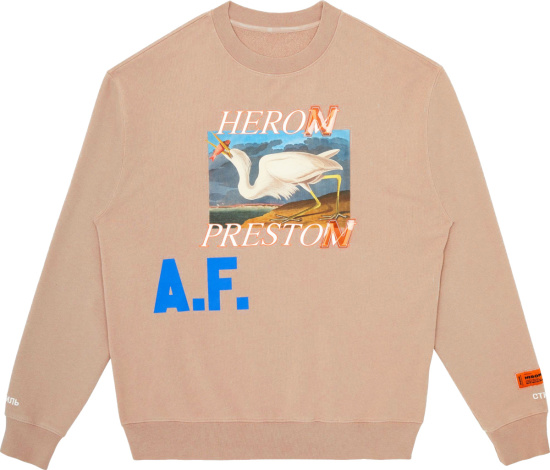 Heron Preston Beige Af Bird Print Sweatshirt