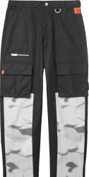Heron Preston Black And Abstract Grey Camo Panel Cargo Pants