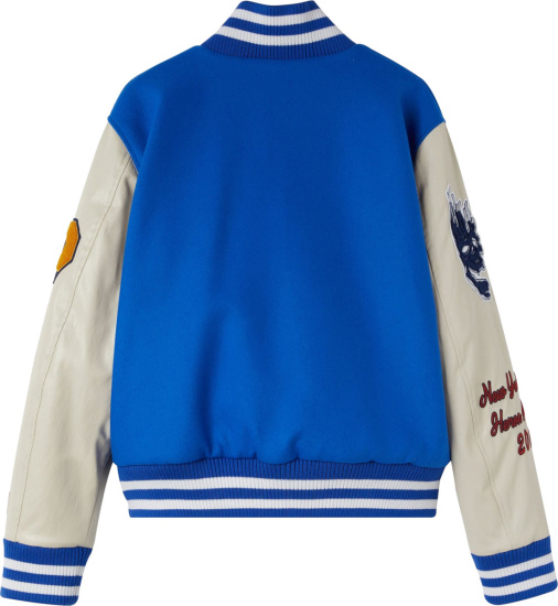 Heron Preston Blue And White H Patch Varsity Jacket