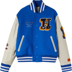Heron Preston Blue And White Sleeve Varsity Patches Jacket
