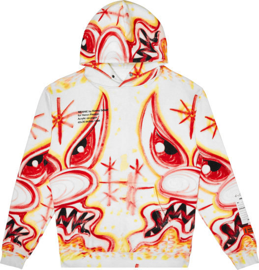 Heron Preston White And Multicolor Airbrushed Print Hoodie