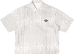 Heron Preston White Pinstripe Half Zip Work Shirt
