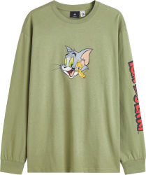 Hm X Warner Brother Sage Green Tom And Jerry Long Sleeve T Shirt