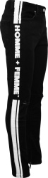 Homme Femme Black And White Logo Stripe Jeans