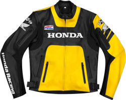 Honda Racing Black And Yellow Leather Jacket