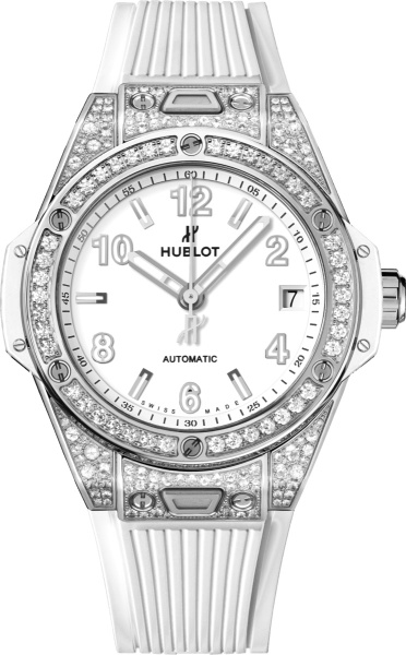 Hublot White And Diamond Pave Bezel Big Bang One Click Watch
