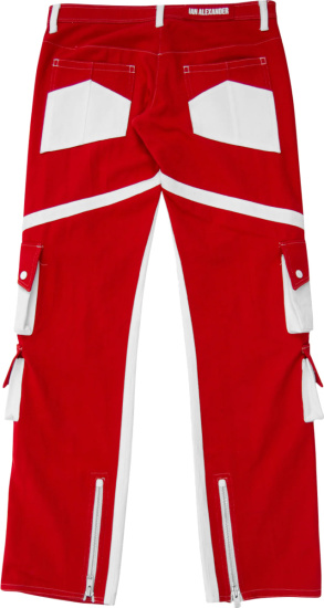 Ian Alexander Red And White Grad Prix Cargo Pants