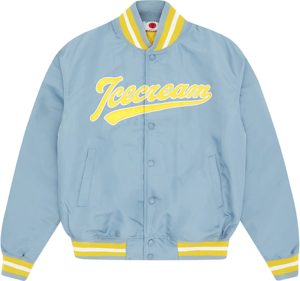 Icecream Light Blue And Yellow Logo Bomber Jacket