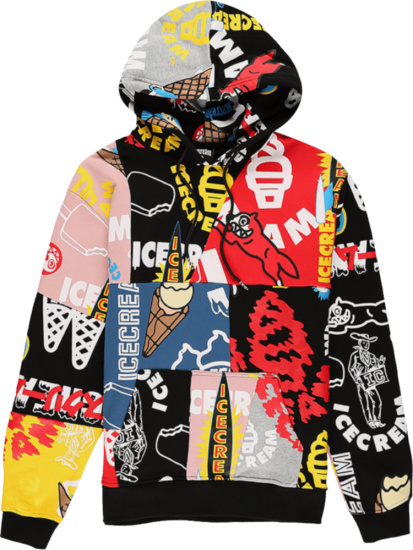 Icecream Multicolor Patchwork Collection Print Hoodie
