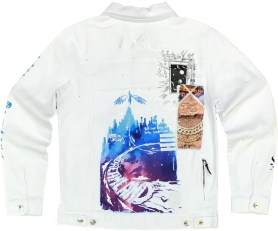 In Your Dreams Whtie Denim Jacket With Print