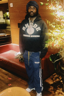 Inc Style Meek Mill Louis Vuitton Beanie Rhude Hoodie Rhude Sweatpants White Sneakers