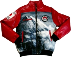 Red Mountain Print Puffer Jacket