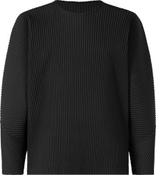 Black Pleated Long Sleeve T-Shirt