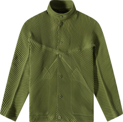 Olive Green Pleated Paneled Jacket