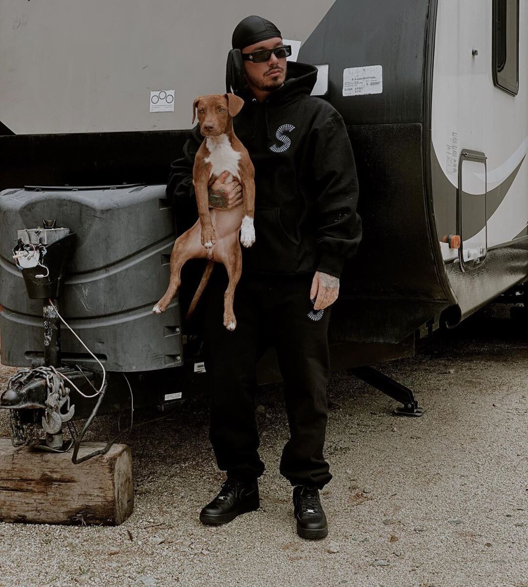 J Balvin Hangs With His Dog In LV x Nigo Sunglasses & Supreme Sweats