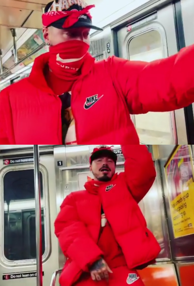 J Balvin Wearing an All Red Nike x Supreme, & Jordan x Off-White Outfit