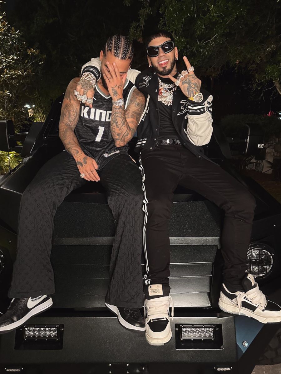 Anuel AA Wearing an All Black Amiri SS23 & LVxYK Outfit