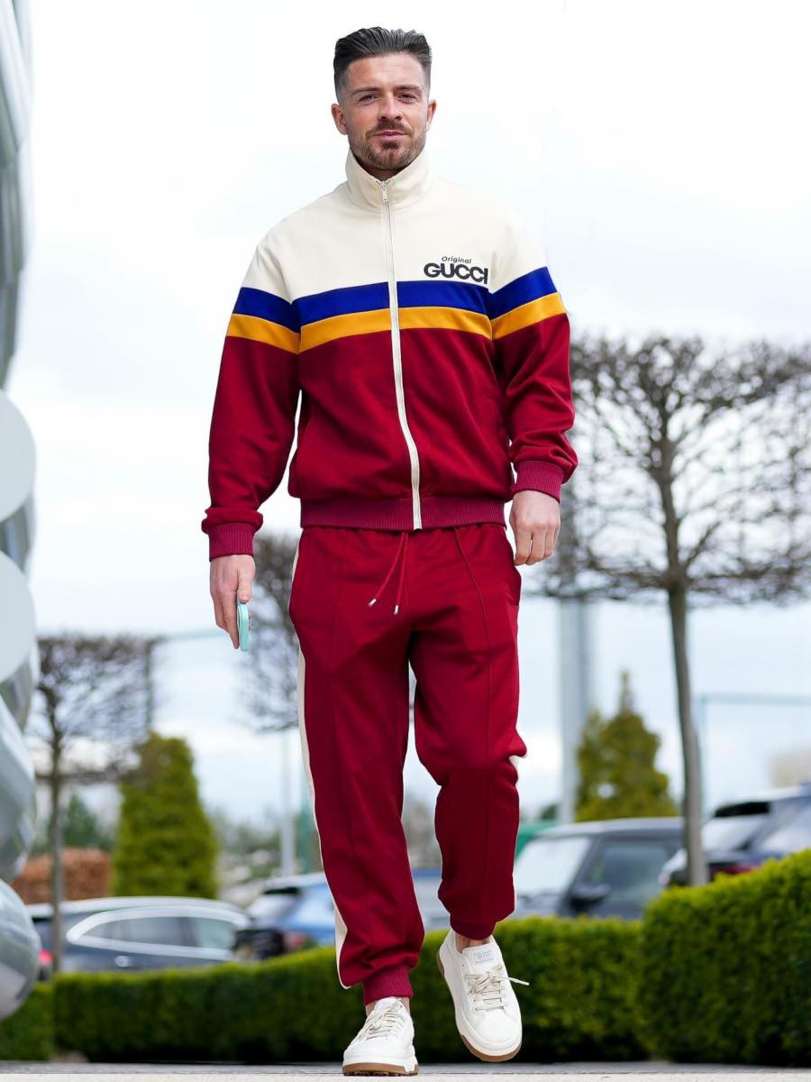 Jack Grealish: Gucci Two-Tone Track Jacket, Gucci Trackpants & White Sneakers
