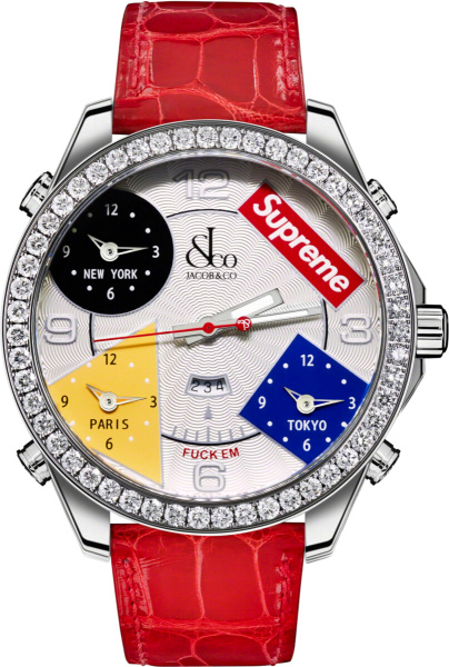 Jacobs And Co X Supreme Red Time Zone Watch