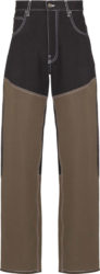 Jacquemus Black And Olive Green Colorblock Jeans