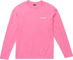 Jacquemus Pink And White Logo Long Sleeve T Shirt