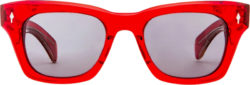 Jacques Marie Mage Red Clear Square Frame Sunglasses