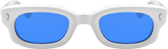 Jacques Marie Mage White And Blue Rectangular Sunglasses