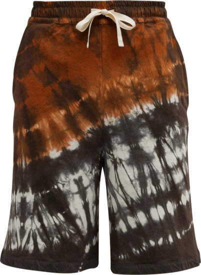 Jil Sander Brown And Orange Tie Dye Shorts