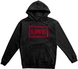 John Legend Merch Black Hoodie With Red Love Print