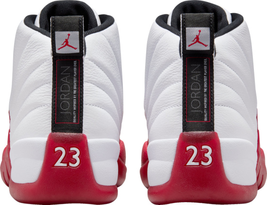Jordan 12 Retro White And Red Sneakers