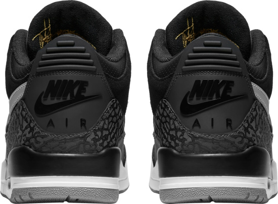 Jordan 3 Retro Black White Grey Gold Sneakers