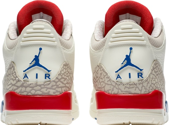 Jordan 3 Retro Cream Light Grey Cement Royal Blue And Red Sneakers
