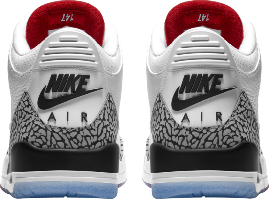 Jordan 3 Retro White Grey Black And Blue Sole Sneakers
