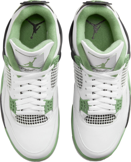 Jordan 4 Retro White Black And Sage Green Sneakers