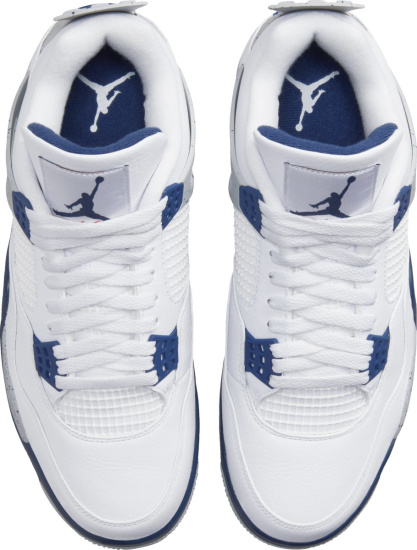 Jordan 4 Retro White Speckled Grey And Navy Blue Sneakers