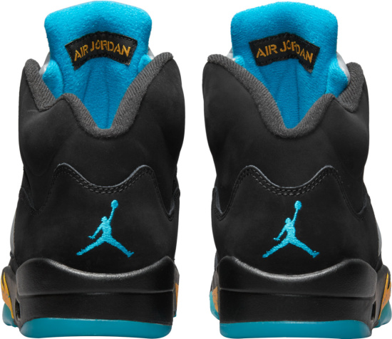 Jordan 5 Retro Black Turquoise And Yellow Sneakers