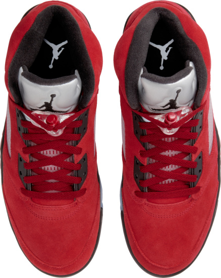 Jordan 5 Retro Red Suede And Black Sneakers