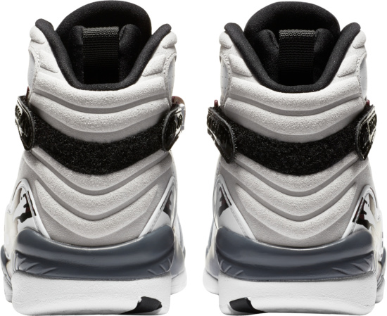 Jordan 8 Retro White Burgundy And Grey Sneakers