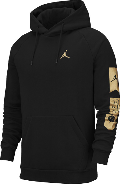 Jordan Black Gold Sleeve Logo Print Hoodie