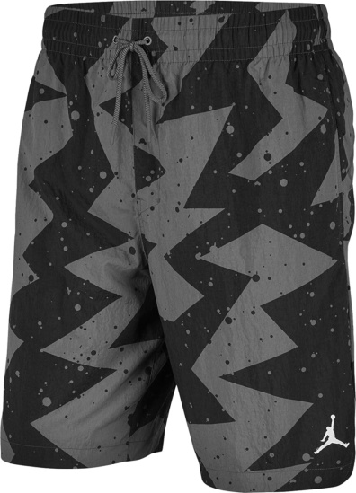 Jordan Black Grey Geometric Poolside Shorts