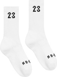 White '23' Crew Socks