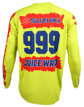 Juice Wrld 999 Yellow Racing Jersey With Red Sleeves