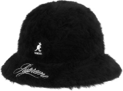 Kangol X Supreme Black Faux Fur Logo Bucket Hat