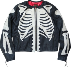 Kapital Denim Skeleton Print Zip Jacket