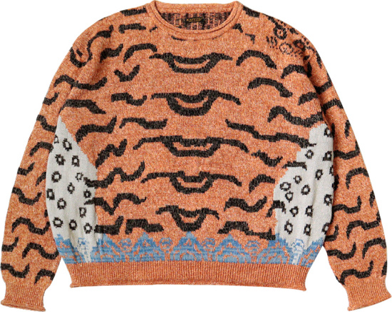 Kapital Orange And Black Nepal Tiger Striped 7g Sweater