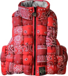 Kapital Red Bandana Woven Keel Puffer Vest