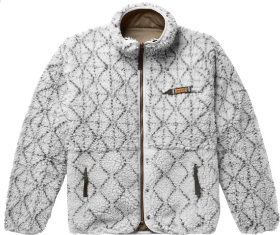 Kapital White And Black Sashiko Sherpa Fleece Jacket