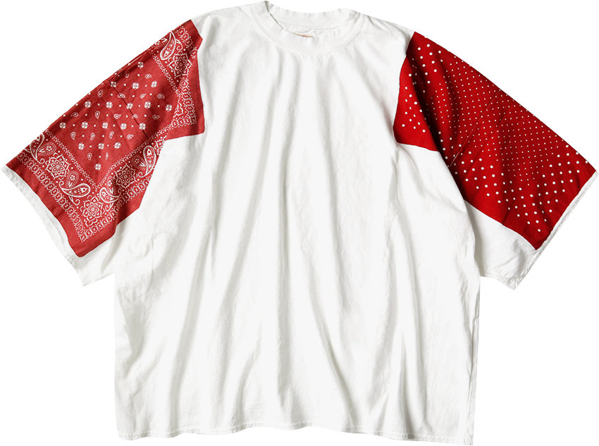 KAPITAL White & Red Bandana-Sleeve T-Shirt | INC STYLE