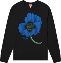 Kenzo Black And Blue Poppy Print Sweatshirt